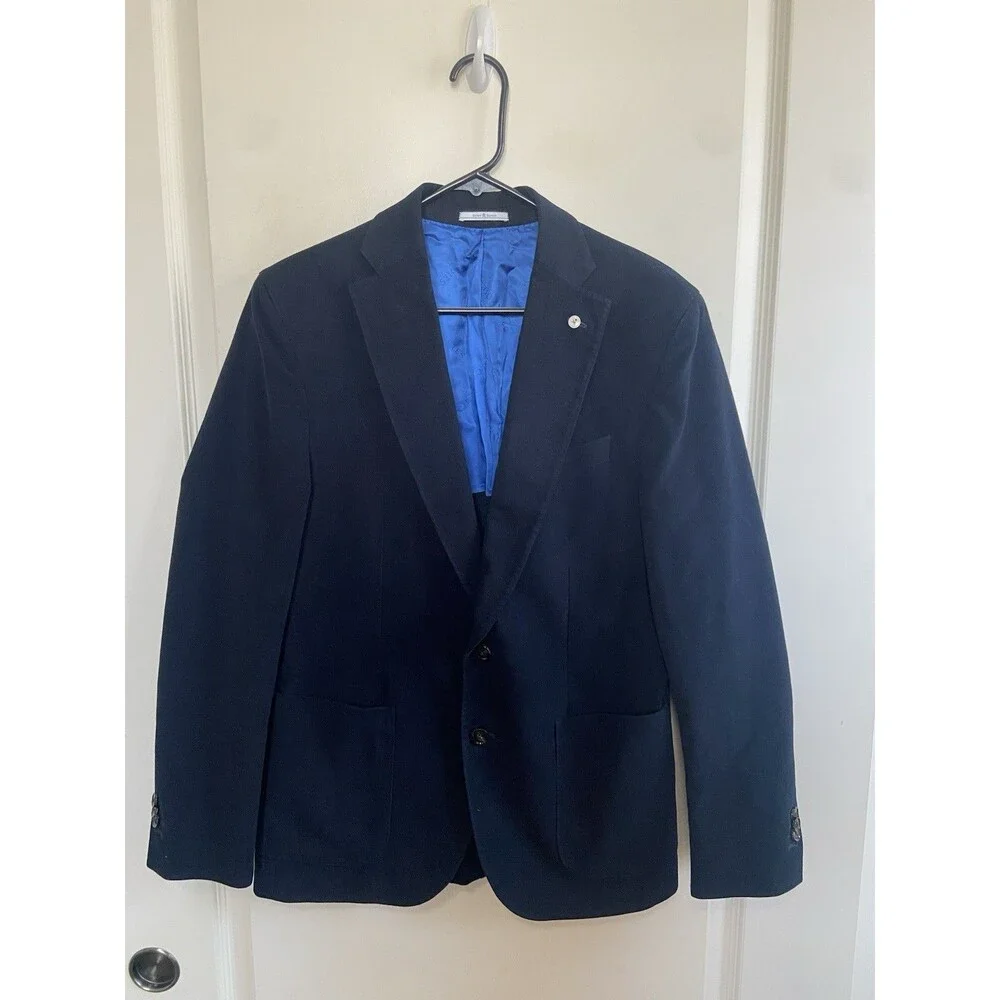 Dutch Dandies Velvet Sport Coat Blazer Navy Blue Size 48